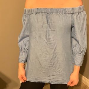 Jean shoulder-less blouse